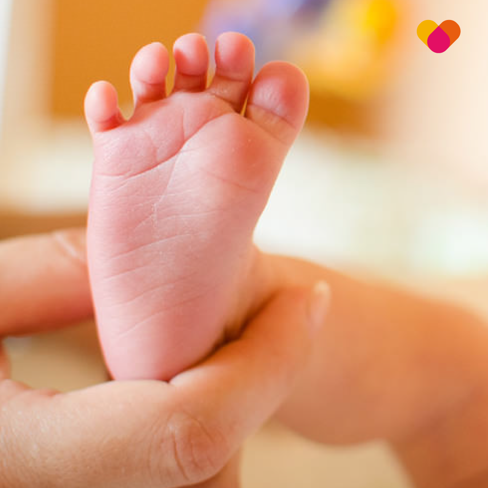 Close up of an infants foot