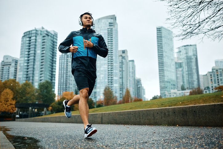 man jogging in the city